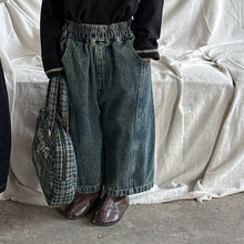 Load image into Gallery viewer, 25Q09PA-春季拼接寬鬆直筒牛仔長褲
