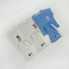 將圖片載入圖庫檢視器 626079TG-夏季｜MLB落肩拼色｜男童女童短袖套裝
