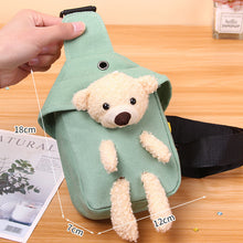 Load image into Gallery viewer, 82602AC- Bear canvas bag crossbody backpack 
