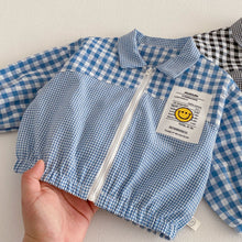 將圖片載入圖庫檢視器 ZCW6181SE-春季笑臉格紋拼接外套
