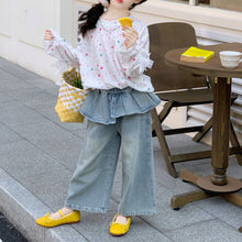 Load image into Gallery viewer, OPC2624PA-春季女童百搭假兩件裙擺牛仔長褲
