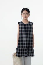 Load image into Gallery viewer, BB2602PCW-夏季｜黑灰格｜荷葉邊連衣裙
