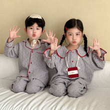 Load image into Gallery viewer, QJ250557TG-秋季兒童棉紗長袖居家兩件套&amp;女童大翻領居家套裝
