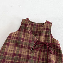 將圖片載入圖庫檢視器 ZDK5616LS-冬季格子加厚夾棉背帶連體褲&amp;針織上衣
