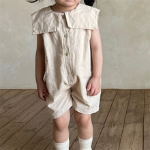 Load image into Gallery viewer, 25D832LS-Summer Korean version of small and medium-sized children&#39;s large lapel sleeveless loose casual jumpsuit 
