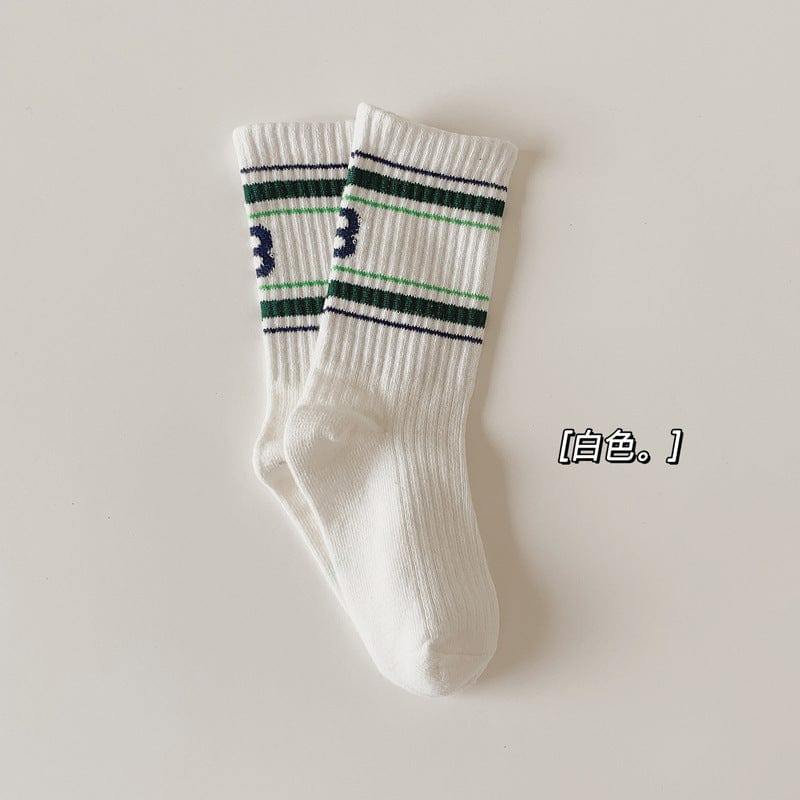 CW10AC-Simple letter thin children's sports socks (3 pairs)