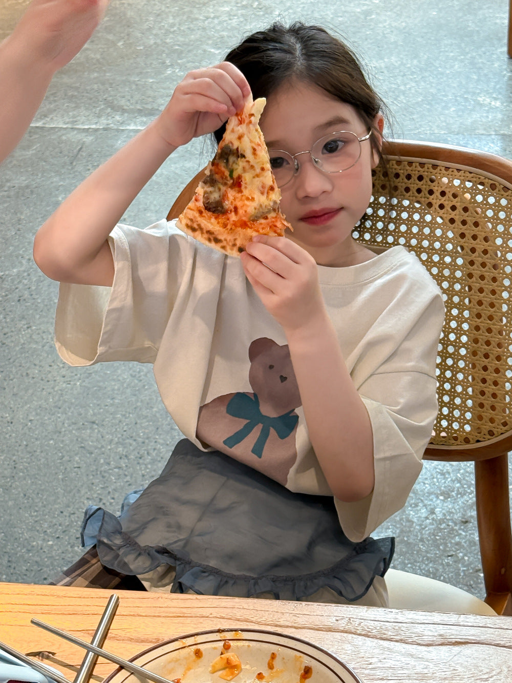 2025X121SE-Summer Korean version of cartoon bear short-sleeved tops for boys and girls 