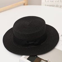 Load image into Gallery viewer, YX576AC-Summer bow flat top sun protection hat parent-child leisure straw hat 
