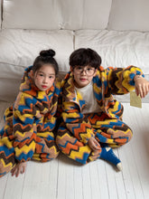 將圖片載入圖庫檢視器 2025D198TG-冬季韓版彩條連帽拉鍊可愛居家兩件套
