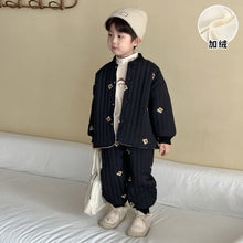 將圖片載入圖庫檢視器 DZ250632TG-秋冬季星月刺繡三層夾棉保暖二件套裝
