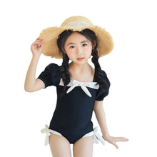 將圖片載入圖庫檢視器 2210LS-夏季女孩可愛泡泡袖兒童泳衣+泳帽
