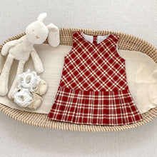 Load image into Gallery viewer, H10590TG-秋季女童學院風格子百褶洋裝&amp;刺繡翻領上衣
