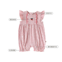 將圖片載入圖庫檢視器 D25046LS-春夏花邊條紋短袖櫻桃爬服
