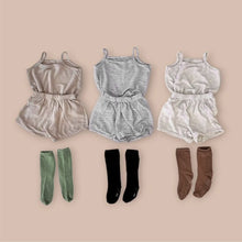 Load image into Gallery viewer, Y8531TG-Summer boys and girls pure cotton retro striped camisole + shorts set 
