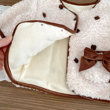 Load image into Gallery viewer, H10602TG-冬季加厚蝴蝶結波點棉服外套&amp;坑條上衣&amp;喇叭褲
