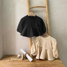 Load image into Gallery viewer, Y8404TG- Lantern Sleeve Girls Temperament Top + V Flared Pants Set 
