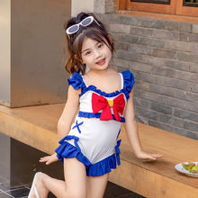 將圖片載入圖庫檢視器 8582LS-夏裝女孩蝴蝶結游泳衣+泳帽
