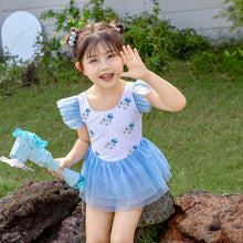 將圖片載入圖庫檢視器 25118LS-夏季中小童女寶寶紗裙連身泳衣+泳帽
