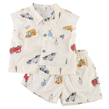 將圖片載入圖庫檢視器 XZ260923TG-夏季純棉襯衫短褲套裝
