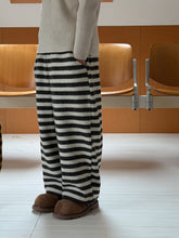 將圖片載入圖庫檢視器 2025D204PA-冬季條紋針織加厚休閒直筒長褲
