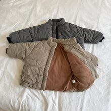 將圖片載入圖庫檢視器 DM250625SE-冬季格紋夾棉立領保暖棉服外套

