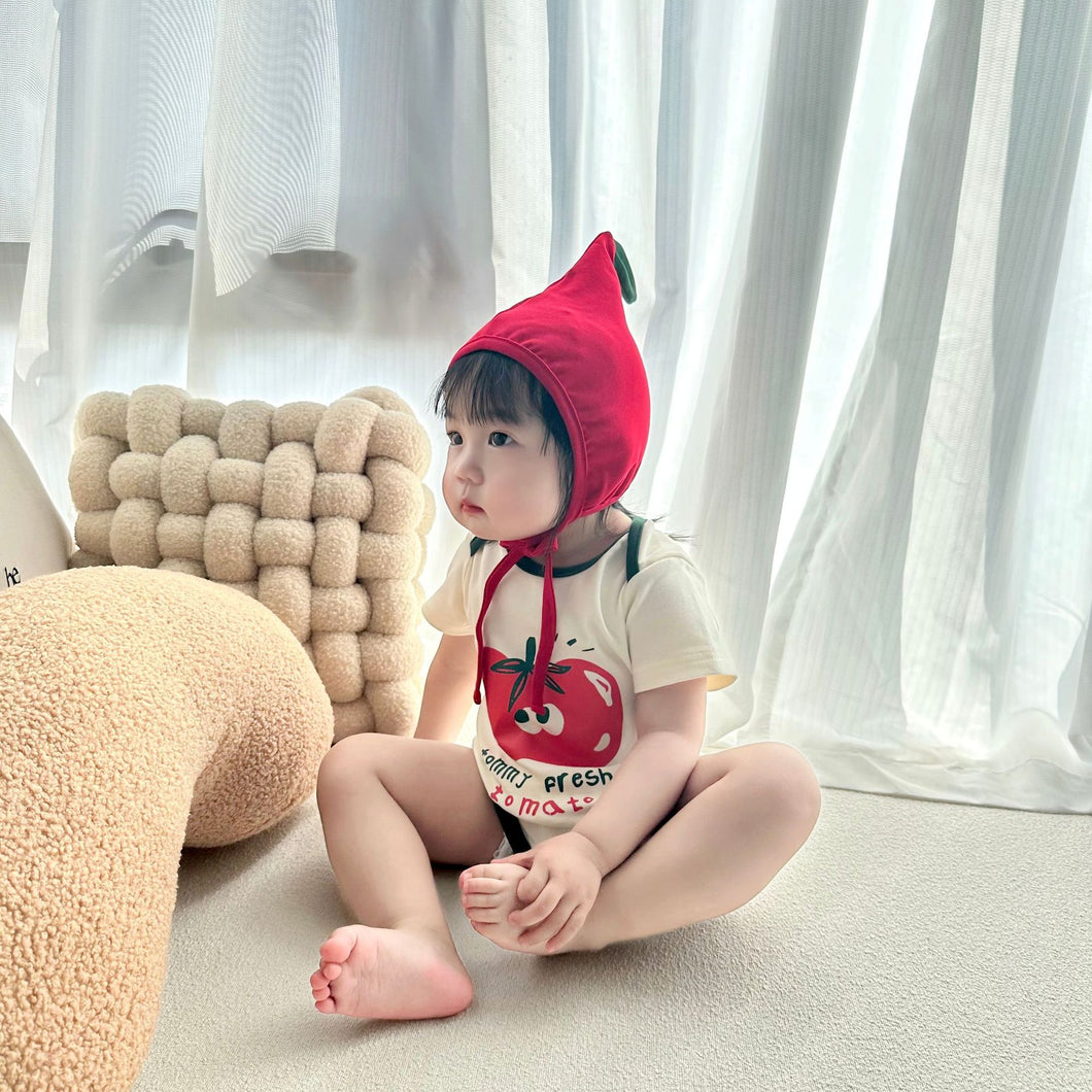 70114LS-夏季韓版嬰水果印花造型包屁衣+帽