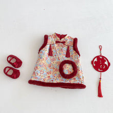 將圖片載入圖庫檢視器 ZDQ5628LS-冬季復古中國風流蘇夾棉背心裙（含配飾) &amp; 針織衣
