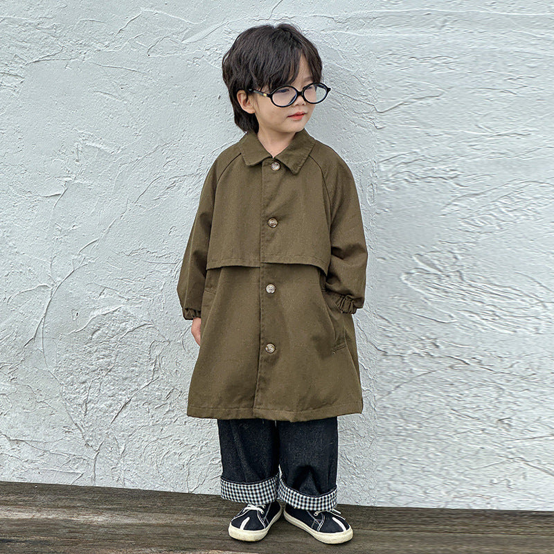 QW240042SE-Autumn Korean style layered mid-length coat 