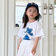 將圖片載入圖庫檢視器 Y7511SE-夏款可愛小熊印花蝴蝶結圓領半袖上衣
