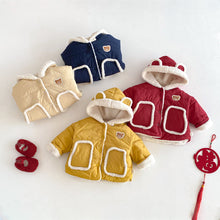 將圖片載入圖庫檢視器 ZDW5309SE-冬季小熊加絨連帽加厚棉外套
