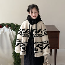 將圖片載入圖庫檢視器 2025D246SE-冬季韓版羊羔絨夾棉加厚拼色連帽外套
