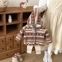 Load image into Gallery viewer, ZDW5108SE-冬季加絨復古提花連帽外套
