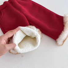 將圖片載入圖庫檢視器 ZDK5703PA-冬季復古拜年毛毛加絨休閒長褲
