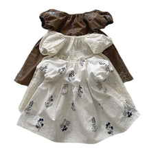Load image into Gallery viewer, Y6521DS-Summer Girls Retro Solid Embroidered Puff Sleeve Dress 
