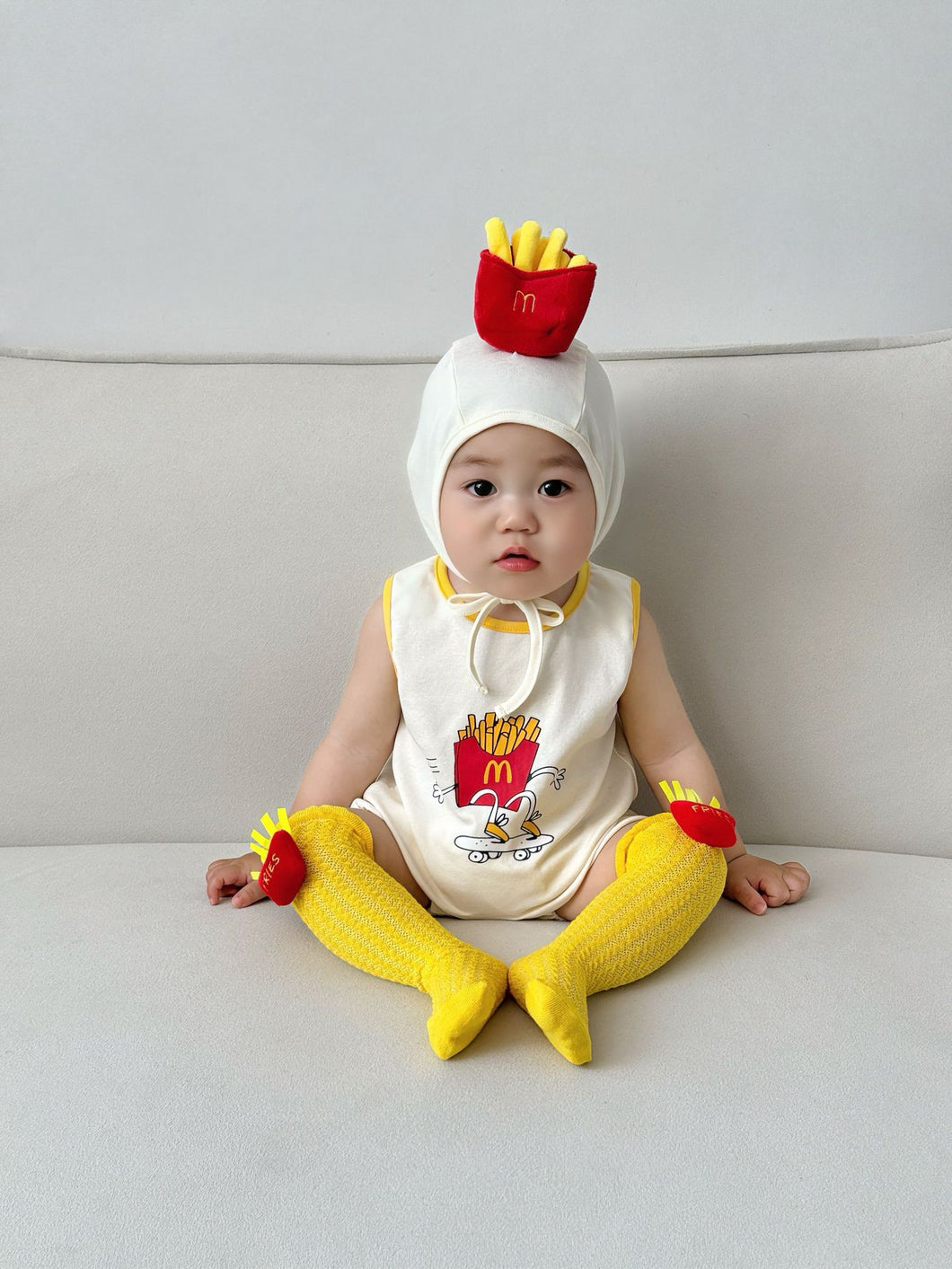 51403LS-Summer Korean potato style baby clothes + socks + hat 