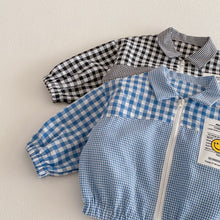 將圖片載入圖庫檢視器 ZCW6181SE-春季笑臉格紋拼接外套
