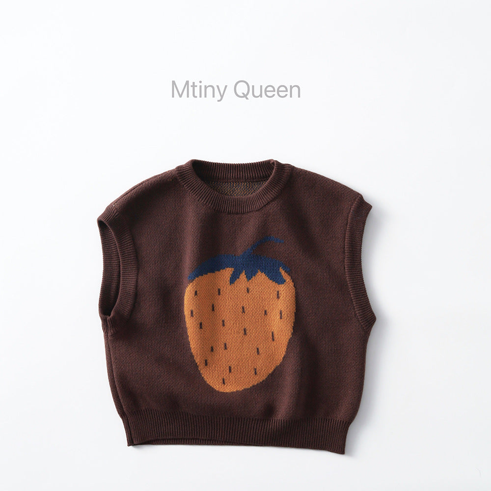 25B52SE-春秋插畫圓領針織馬甲