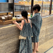 將圖片載入圖庫檢視器 2025X150TG-夏季男童女童韓版圓點短袖短褲套裝&amp;無袖吊帶上衣連衣裙套裝
