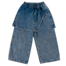 將圖片載入圖庫檢視器 DK250688PA-秋冬季抓絨假兩件牛仔款褲
