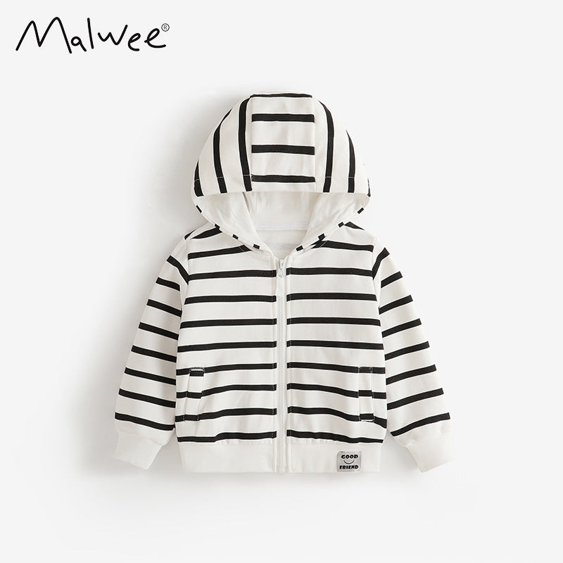 10762SE-秋冬條紋連帽外套