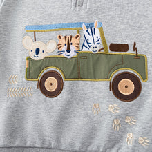Load image into Gallery viewer, c071SE-Little maven歐美秋季高領拉鍊拼布刺繡動物上衣&amp;口袋長褲
