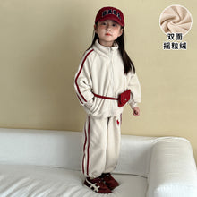 將圖片載入圖庫檢視器 DZ250609TG-冬季絨毛立領拉鍊休閒兩件套
