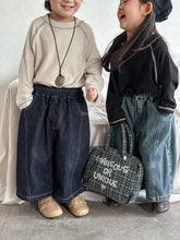 Load image into Gallery viewer, 25Q09PA-春季拼接寬鬆直筒牛仔長褲
