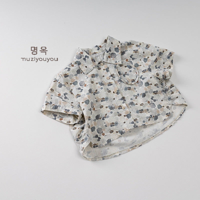25092SE-夏季韓版兒童花色印花襯衫