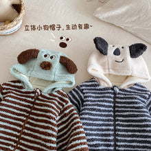 將圖片載入圖庫檢視器 ZDL5014LS冬季條紋加絨連身衣｜米粒絨爬服
