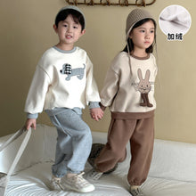 Load image into Gallery viewer, DZ250642TG-秋冬季動物拼布加絨運動兩件套裝
