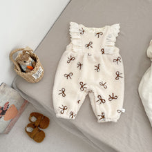 Load image into Gallery viewer, H10667LS-冬季蝴蝶結羊羔絨連體爬服&amp;刷絨上衣
