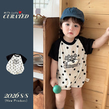 將圖片載入圖庫檢視器 622137LS-夏季｜卡通圓點｜男童短袖包屁連體衣
