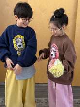 將圖片載入圖庫檢視器 2025D218SE-冬季韓版加厚頭巾狗狗印花休閒圓領上衣
