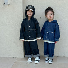 Load image into Gallery viewer, QW240058SE-Autumn checkered denim jacket &amp; denim trousers
